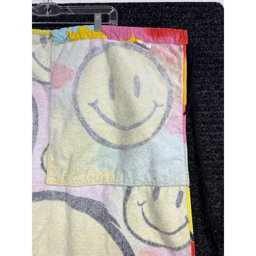 Vintage 90s Hilasal Smiles Bag Beach Towel‎ Cotton Colorful Smiley Face
